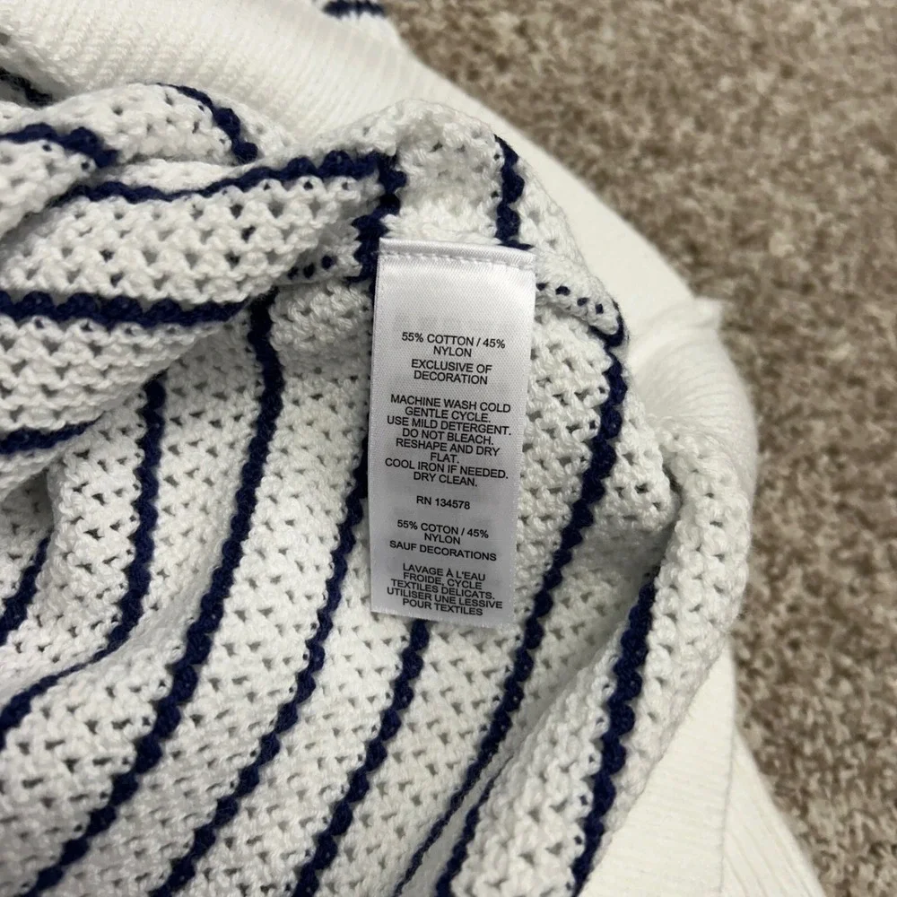 Vineyard Vines Cropchet‎ Striped Open Knit Crochet Sweater Women Size Large - Picture 9 of 9